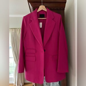 Banana Republic Lido Sculpted Italian Wool Blazer in fuchsia, size 12, NWT.